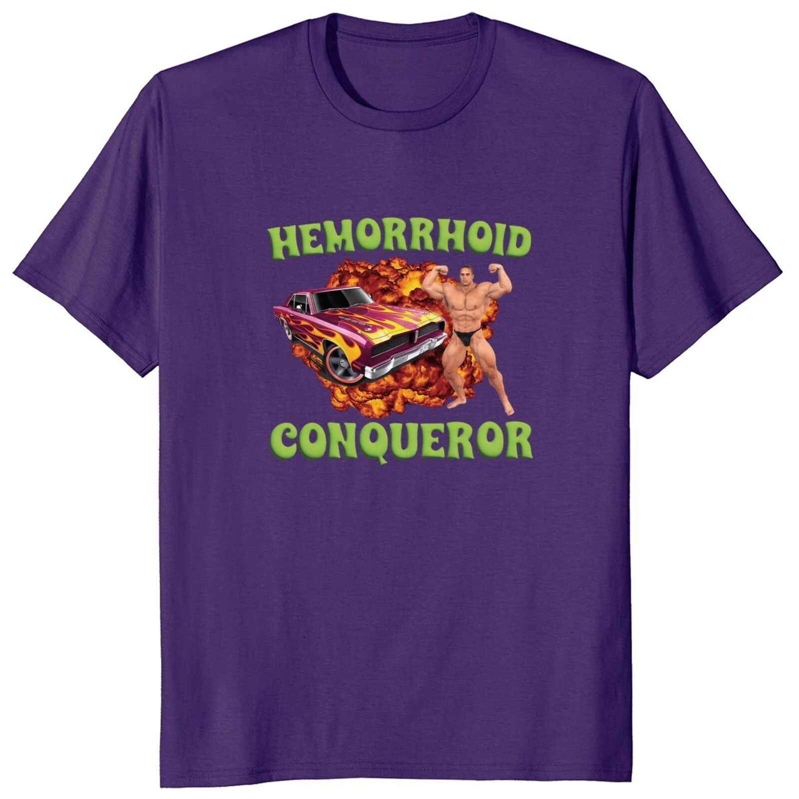 Funny Meme Joke Weird Graphic T-shirt EU Size 100% Cotton Unisex O-neck Tee Tops Hemorrhoid Conqueror T Shirt harajuku oversized