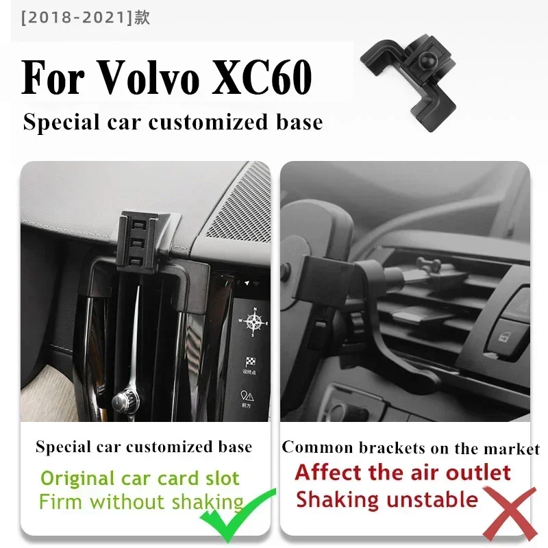 

2018-2021 For Volvo XC60 Mobile Phone Holder Wireless Charger Car Mount Navigation Bracket GPS Support 360 Rotating