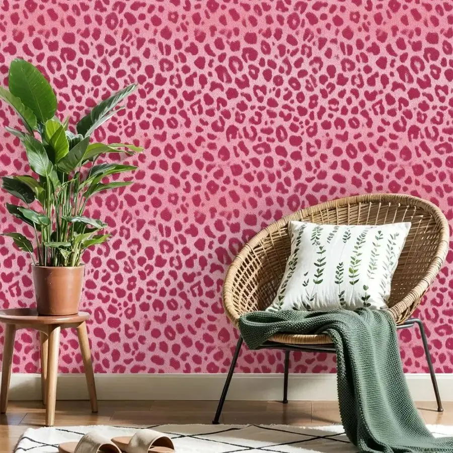 

Розовые леопардовые обои с жирными пятнами 22,83 "X 118" водонепроницаемые обои для гостиной/спальни/ванной комнаты ПВХ стикер на стену