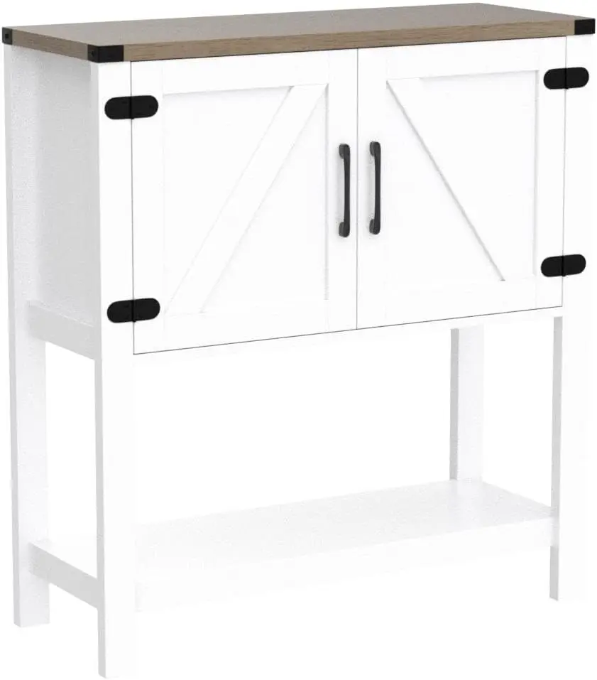 Table Coffee Bar Cabinet Sofa Table,31.5 L x 13.8 D x 34.65 H,Entryway Table with 2 Storage Cabinets, Farmhouse Buffet Sideboard