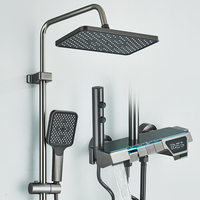 Rozin Gray Bathroom Shower Faucet Set Smart Digital Display Piano Style Rainlfall System Mixer Tap with Bidet / Hand Shower