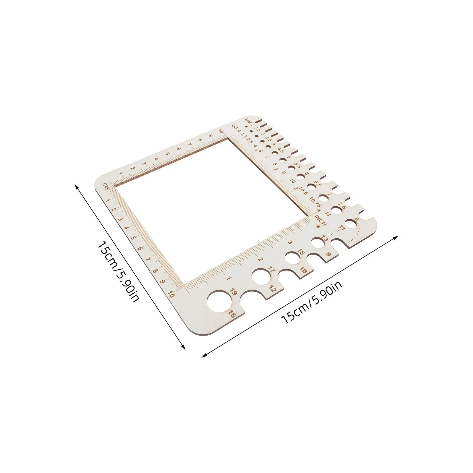2Pcs Wood Knitting Gauge Rulers Dual Scale Metric Imperial Crochet Measuring Tools Needle Gauge Sizers Sewing Accessories Craft