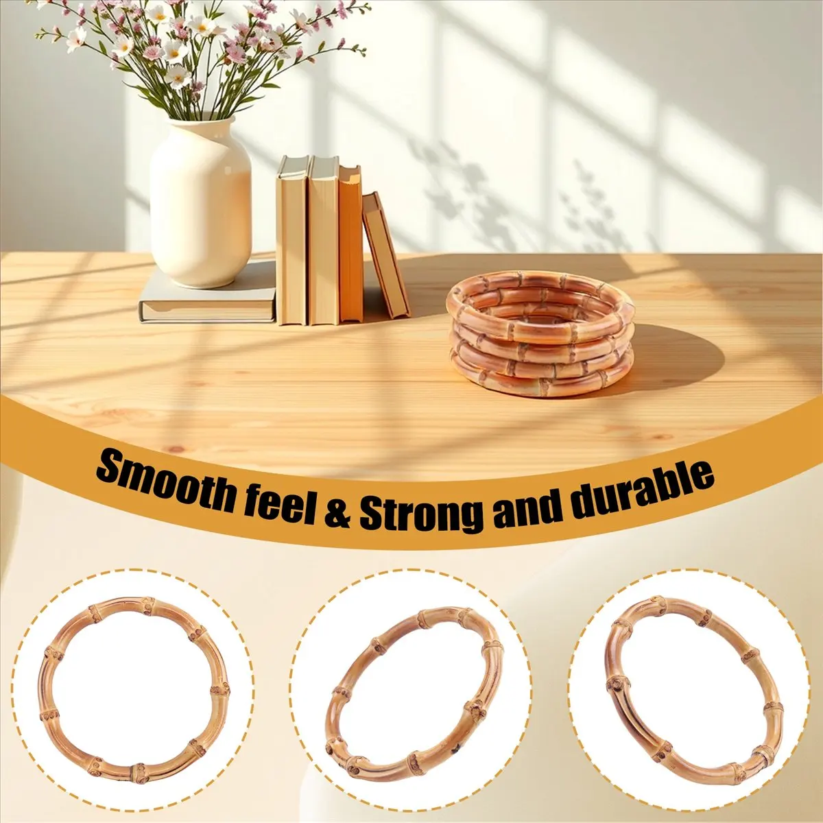 ABQR 4 قطعة خشبية مستديرة الخيزران حقيبة مقبض استبدال اليدوية حقيبة محفظة صنع مقابض لصياغة حقيبة اليد #6