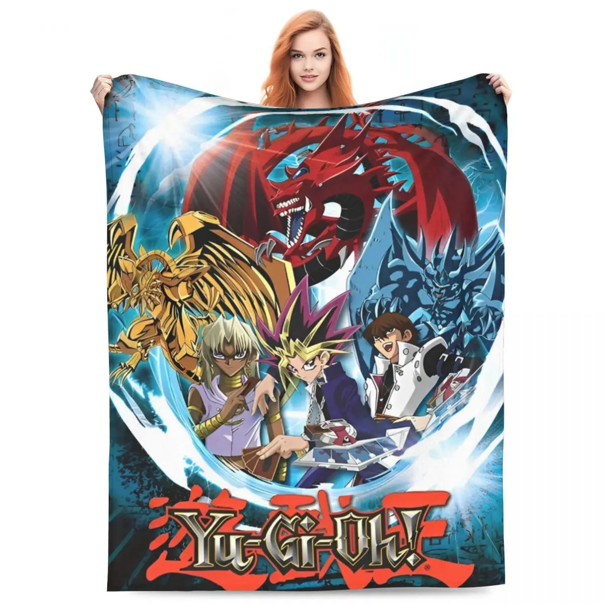 

Yu-Gi-Oh! Knitted Blankets Flannel Anime Manga Ultra-Soft Throw Blankets for Bed Bedroom Quilt