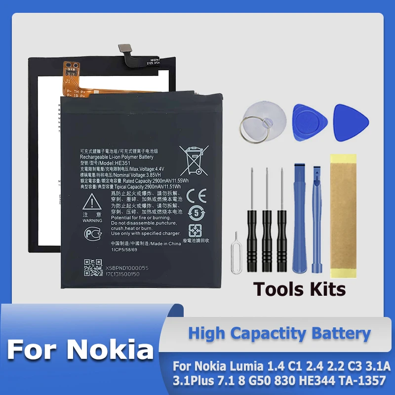 HE351 HE363 HE378 HQ510 P660 SE681 Battery For Nokia Lumia 1.4 C1 2.4 5Dual 2.2 C3 3.1 5.1 5 7.1 8 G50 830 HE344 Plus TA-1357