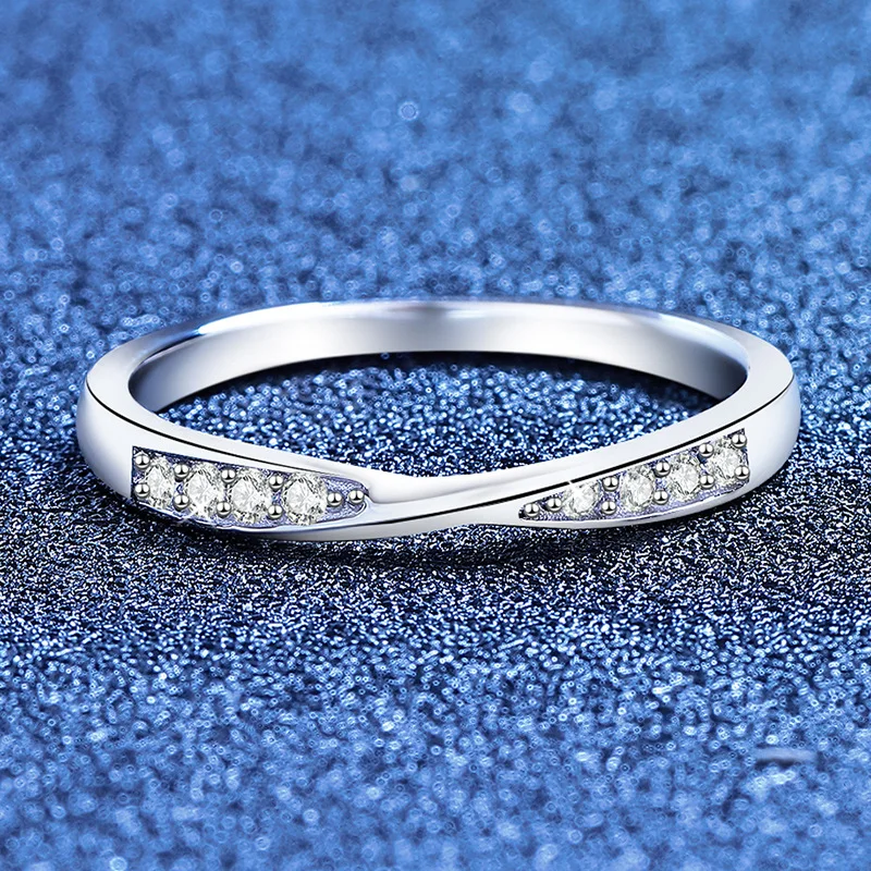 

S925 Silver White Gold Plated D Color Moissanite Love Entwined Women's Ring, Qixi Festival Gift Exquisite Jewelry.