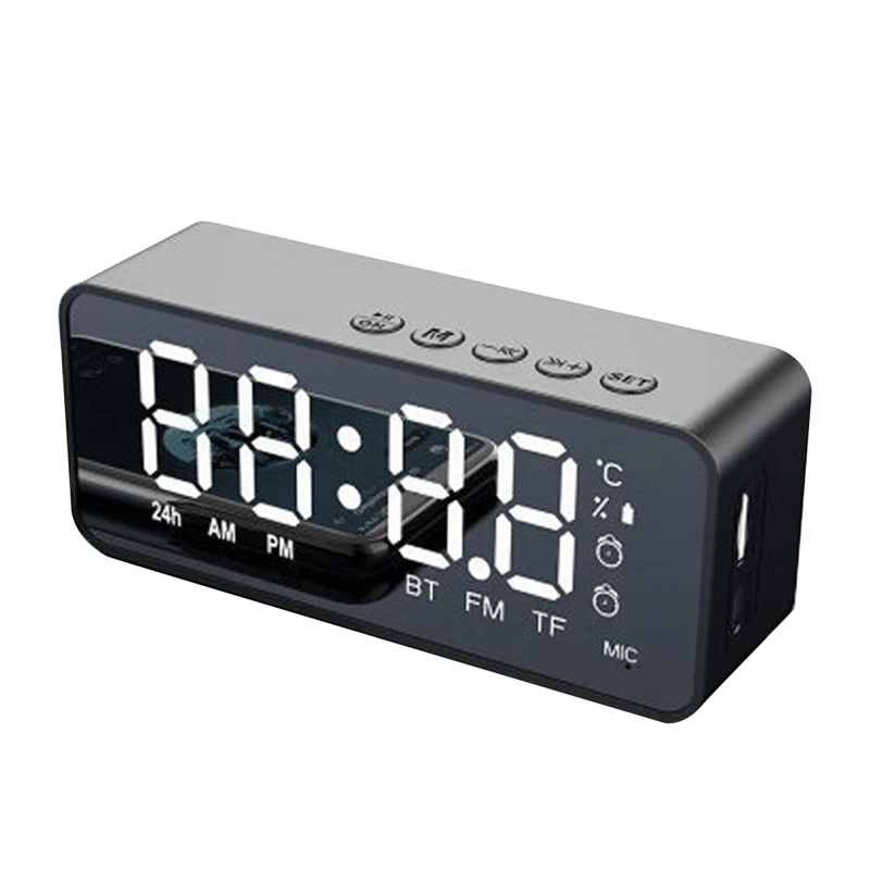 B37B-G50 Wireless Bluetooth Speaker With Alarm Clock FM Mini Card Temperature Display Mirror Audio