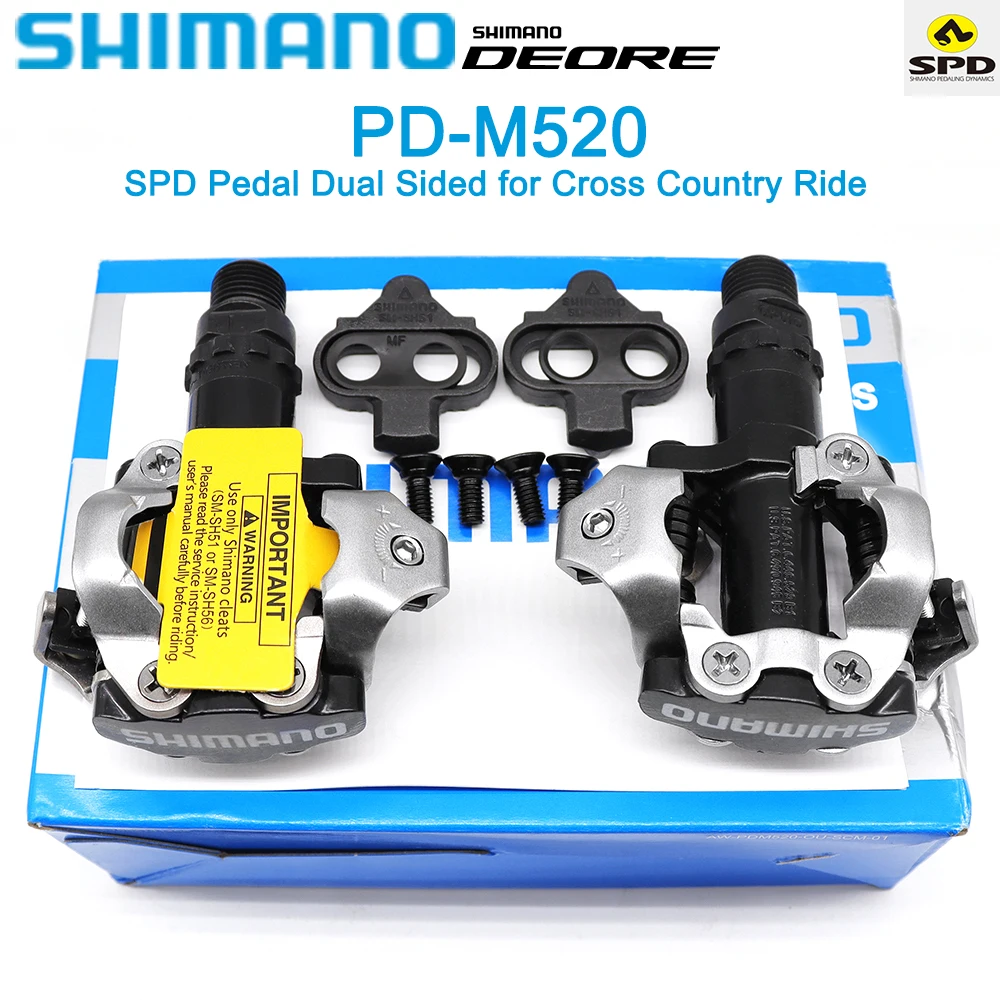 PD M520 Bike Pedal for Deore SLX XT MTB Bicycle Self-locking SPD Pedals Silvery Mountain Bicycle Bike Original Parts