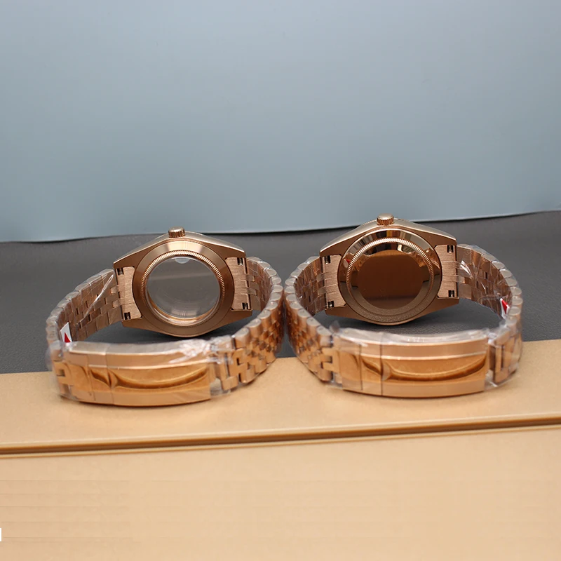 36mm40mm NH35 Watch Case Rose Gold Strap Sapphire Glass For NH35 NH36 NH34 NH38 NH70 Miyota8215 Movement 28.5mmDial Fluted bezel