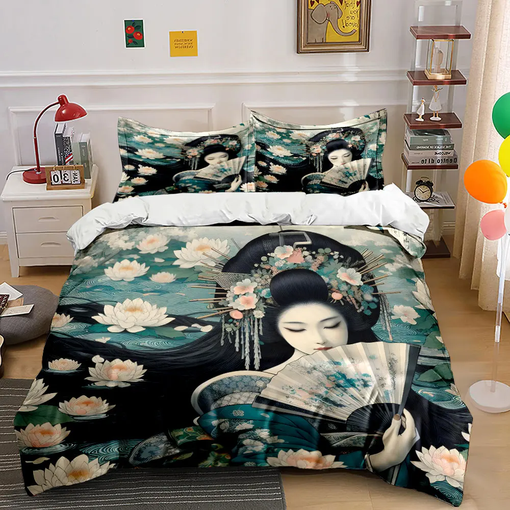 

Traditional Japanese Art-Inspired Vanity Set Exquisite three-piece bedding set gift for kids and adults