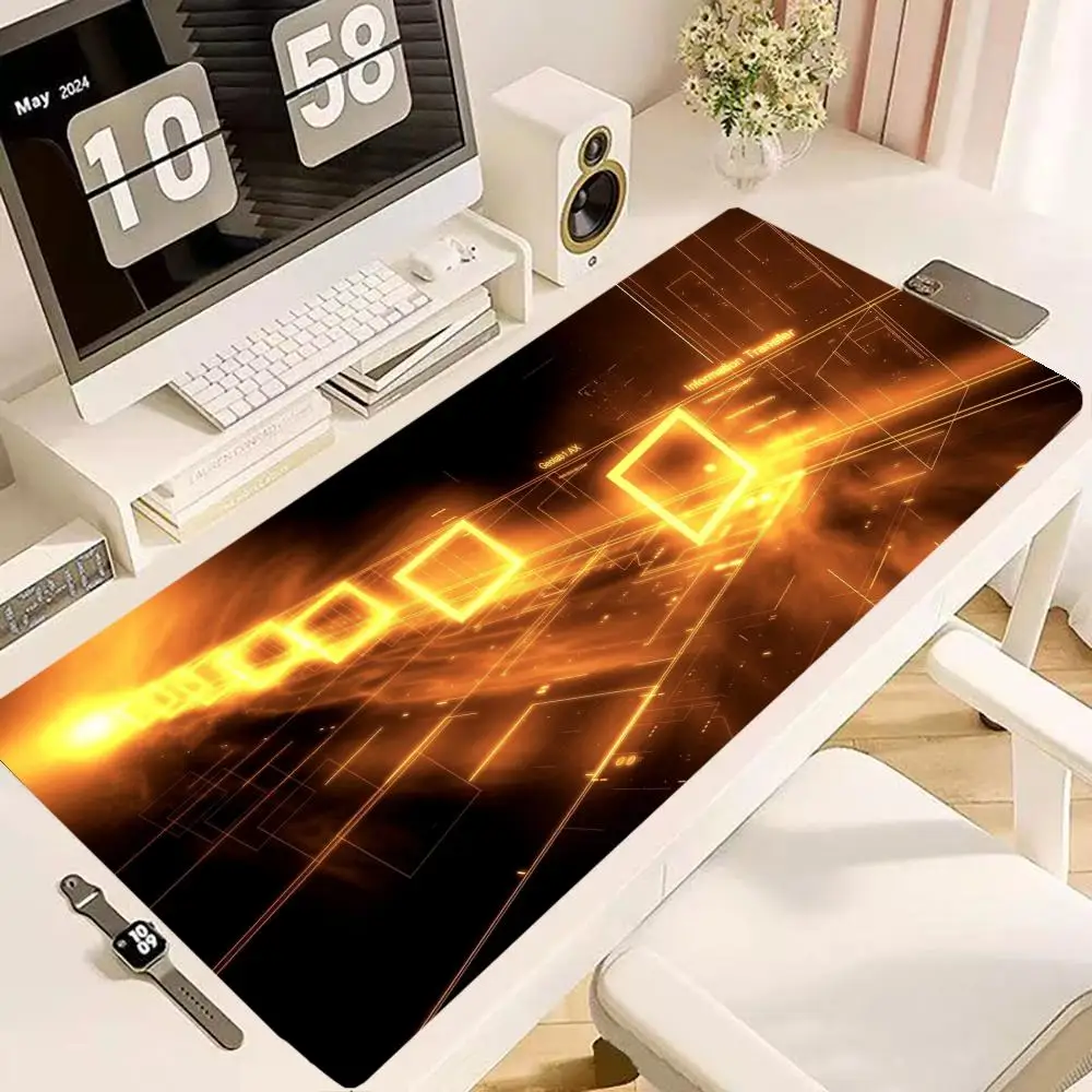Brilliant Blue Beam Light Shooting Through Deep Space Mousepad Compatible With Laptop Office Desktop Keyboard Accessories Pad