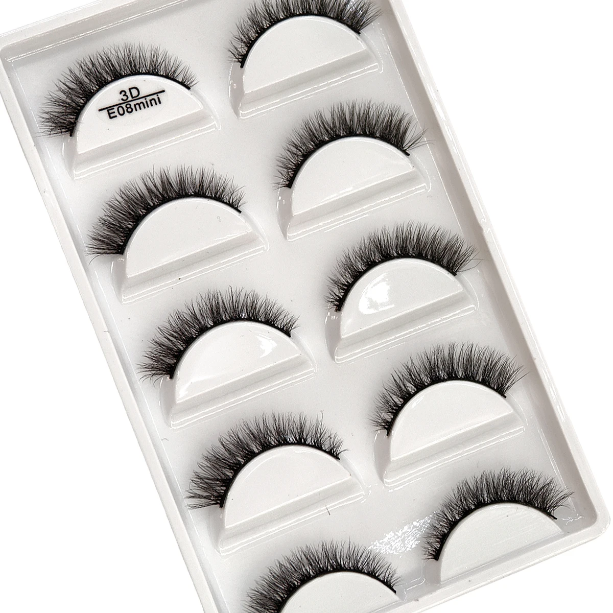 NUOVO 5 paia lunghi visone naturale ciglia finte croce densa fatta a mano gambo di cotone ciglia data trucco visone ciglia finte