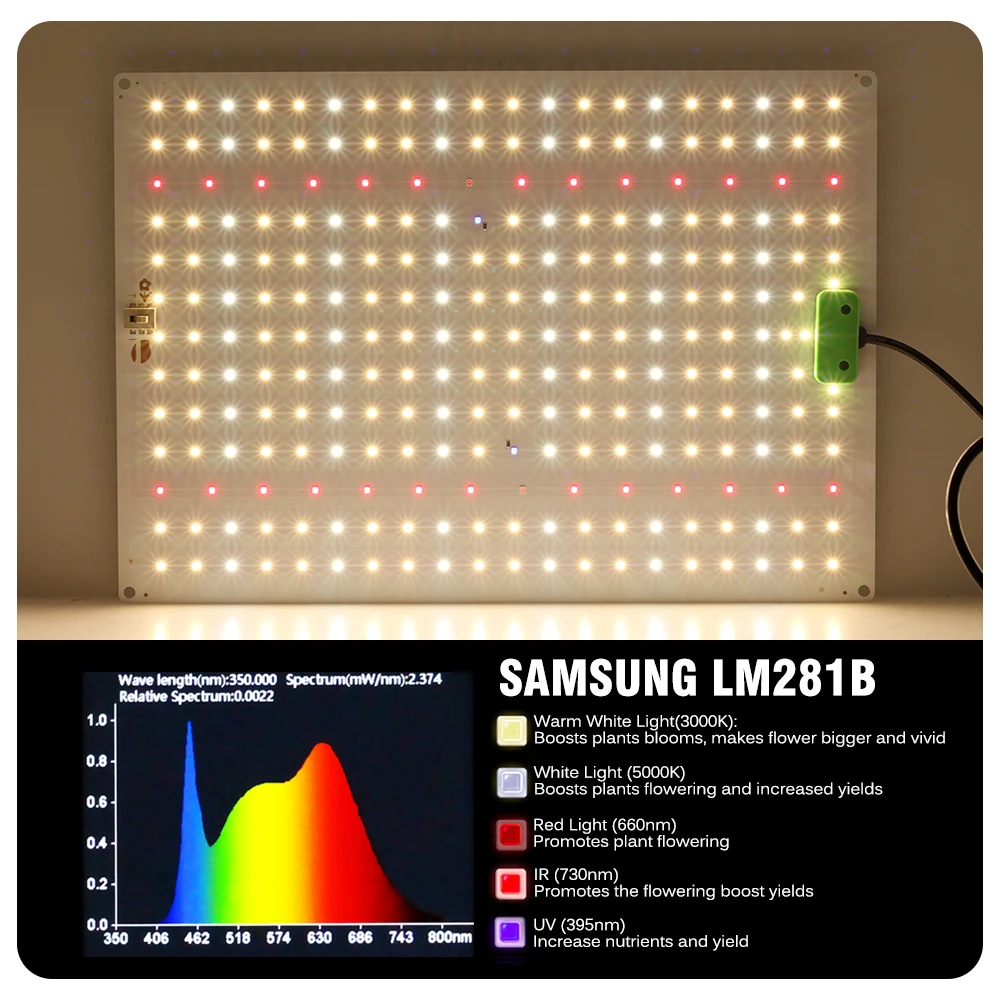 삼성 LM281B 칩 퀀텀 램프, 밝기 조절 가능한 풀 스펙트럼 LED 성장 조명, 식물용 램프, 베그 블룸 모드, 65W, 85W, 100W, 120W, 150W