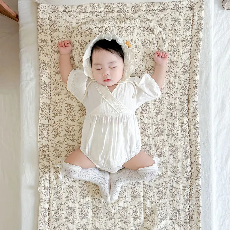 Baby Cotton Mattress Pad, Washable Cotton Mat, Four Seasons Use for Baby, Double-sided Pure Cotton Skin-friendly Crib Pad