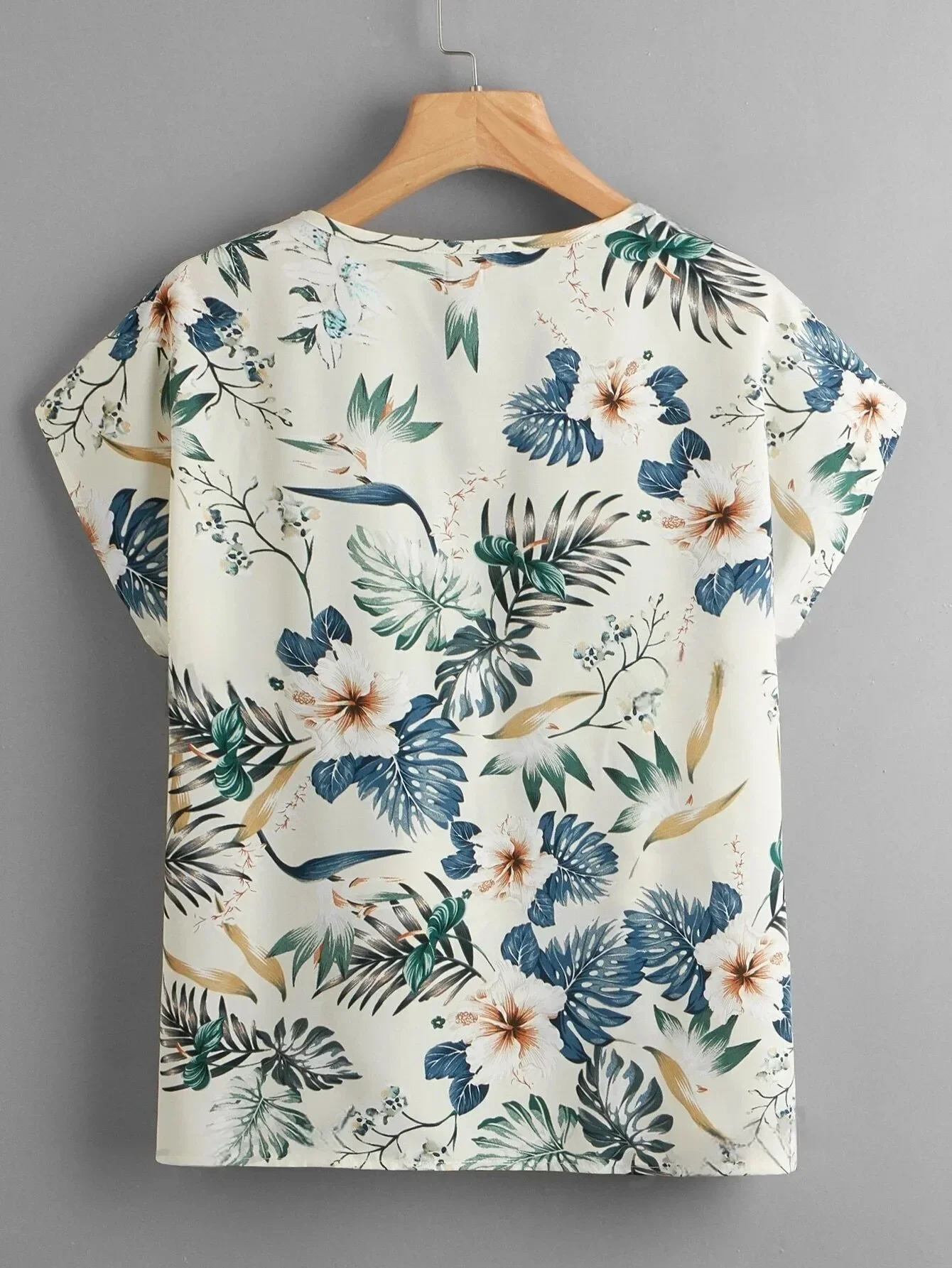 Ladies Batwing Sleeve Tropical Print Top Women Blouse Shirts