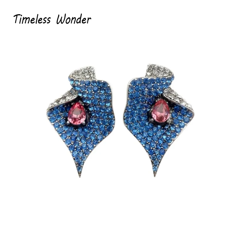 

Timeless Wonder Fancy Crystal Zircon Leaf Button Earrings for Women Designer Jewelry Punk Luxury Sweet Gift Rare Top Neat 3346