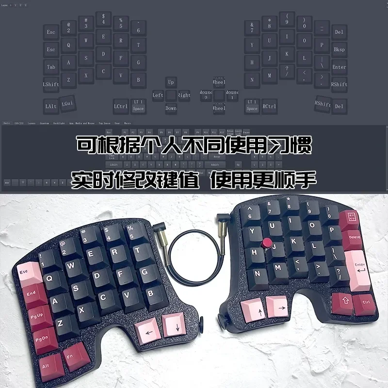 Imagem -02 - Corne Yk-y56 Red Dot Split Kit de Teclado com Fio Personalizado Hot Swap Ergonômico Jogos Mecânico Thinkpad Apontando Vara