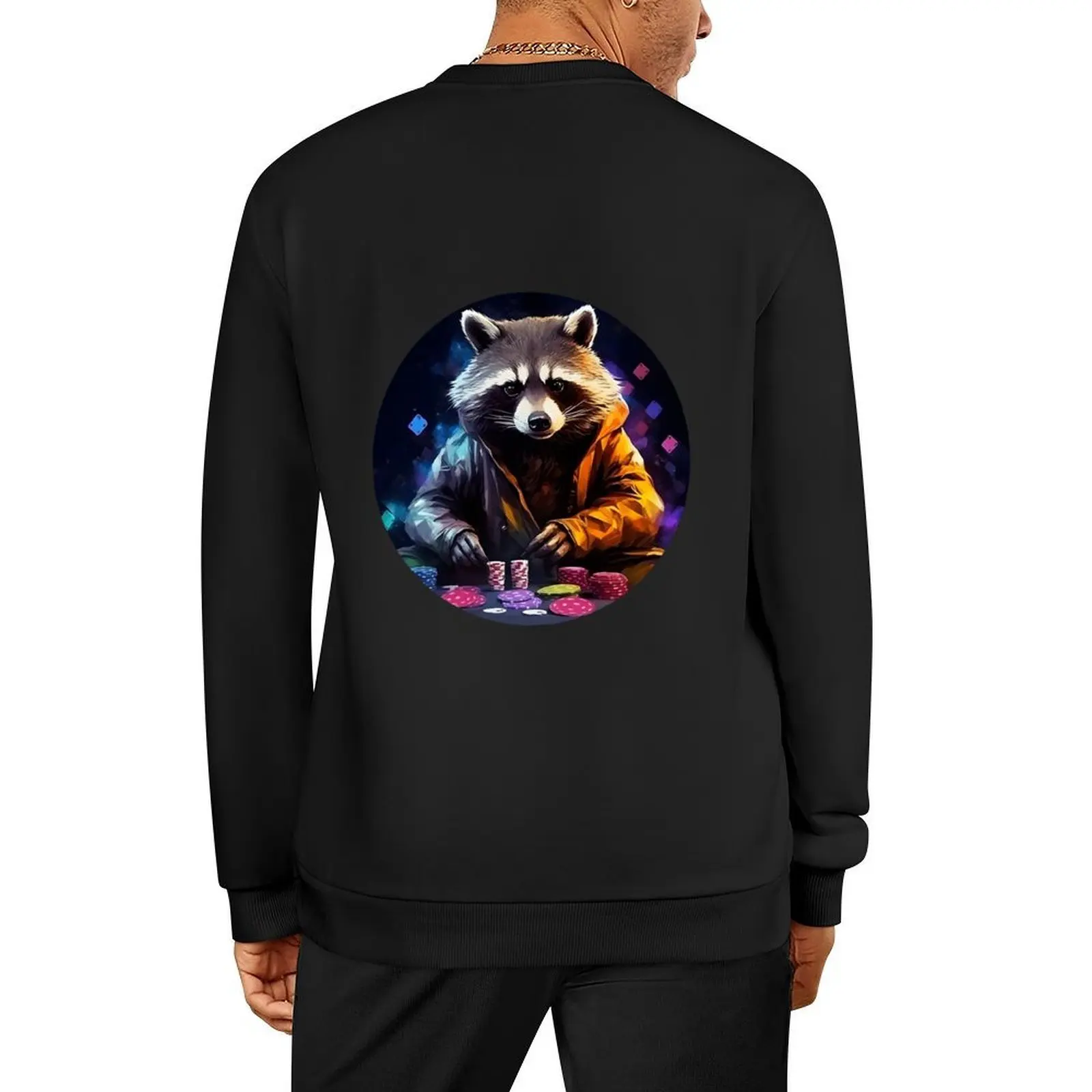 

Poker player raccoon Pullover autumn autumn new products men's winter sweater mens clothes men sweatshirt