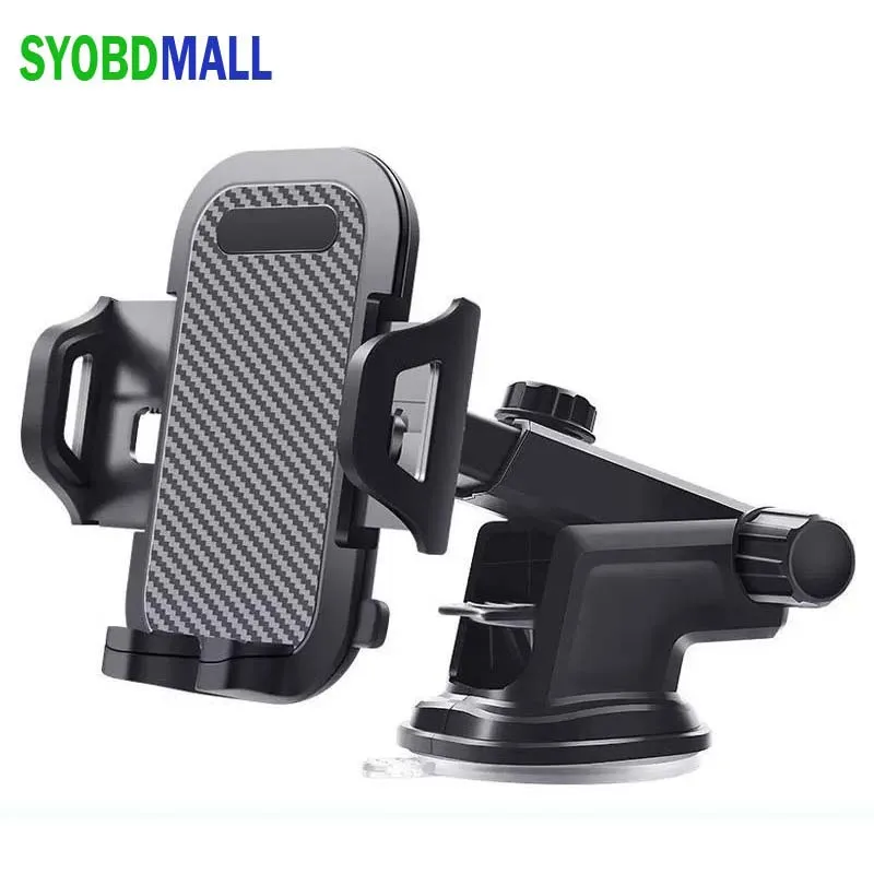 Carbon Fiber Car Phone Holder Bracket Retractable Suction Cup Bracket for Windshield Dashboard Support Cellphone Width 50-100mm