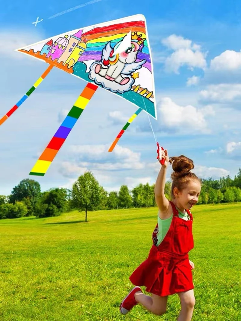2pcs diy kite nylon fabric Children kite flying toys diamond kite white kite Outdoor toys wind kite butterfly kite fun snake koi