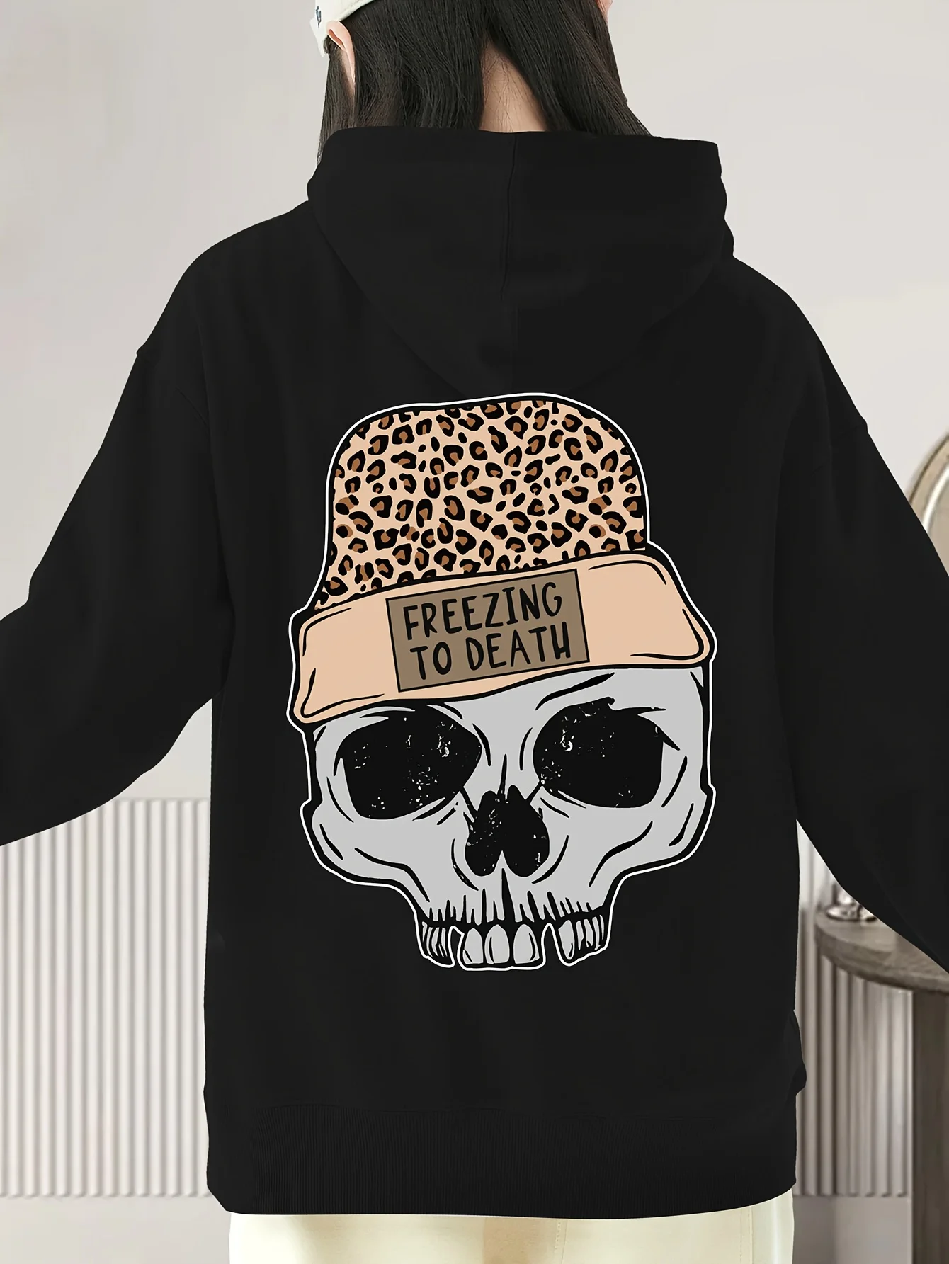 

Skull, Graphic Printing, Autumn and Winter Cotton Hoodies for Men and Women, Casual Outdoor Street Sports, Loose Training, Brand