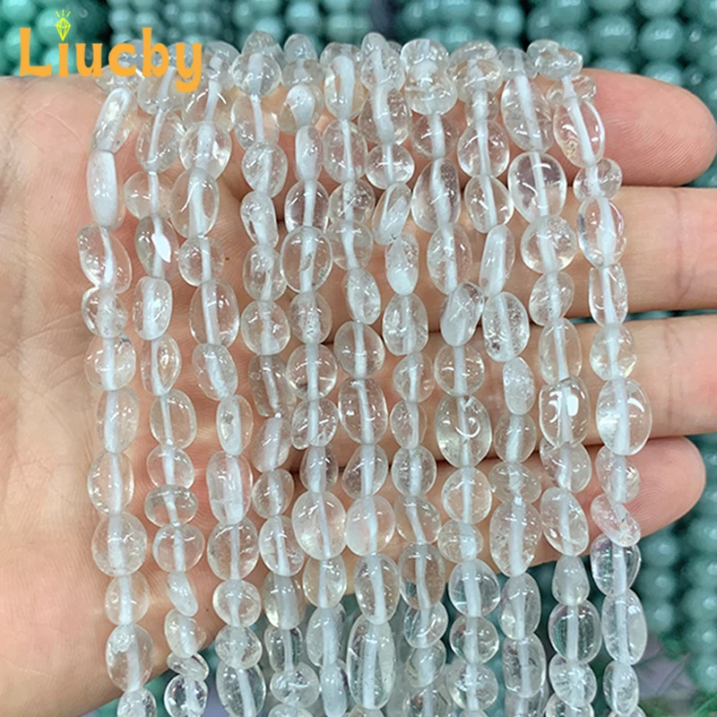 8mm Natural stone white crystal Random shape Handmade beads for Jewelry Making DIY clothing Trouser shoes accessories 15