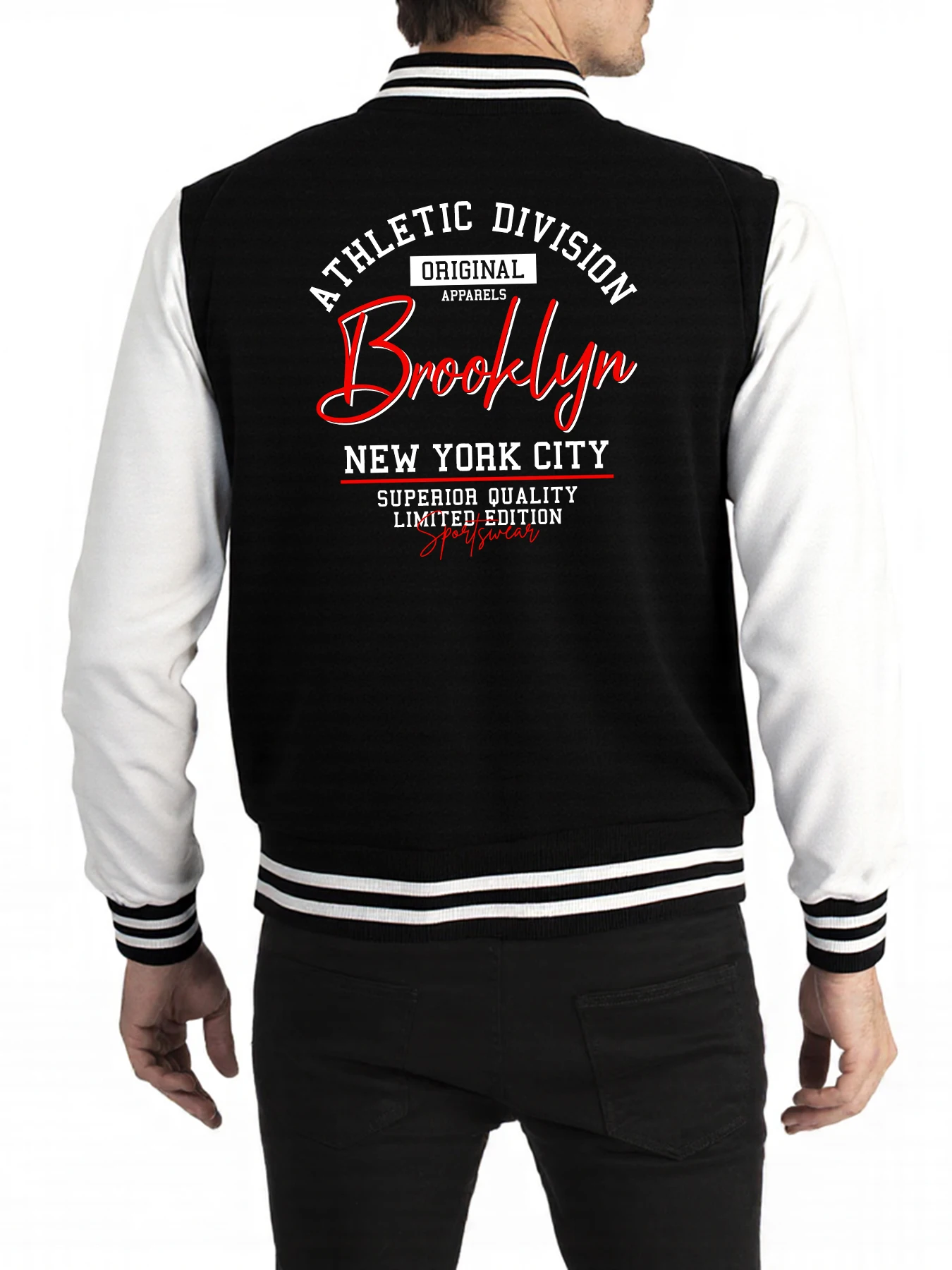 

Athletic Division Original Brooklyn Print Men Menswear Street Clothes Casual Jacket Fleece Loose Colour American Top Unisex