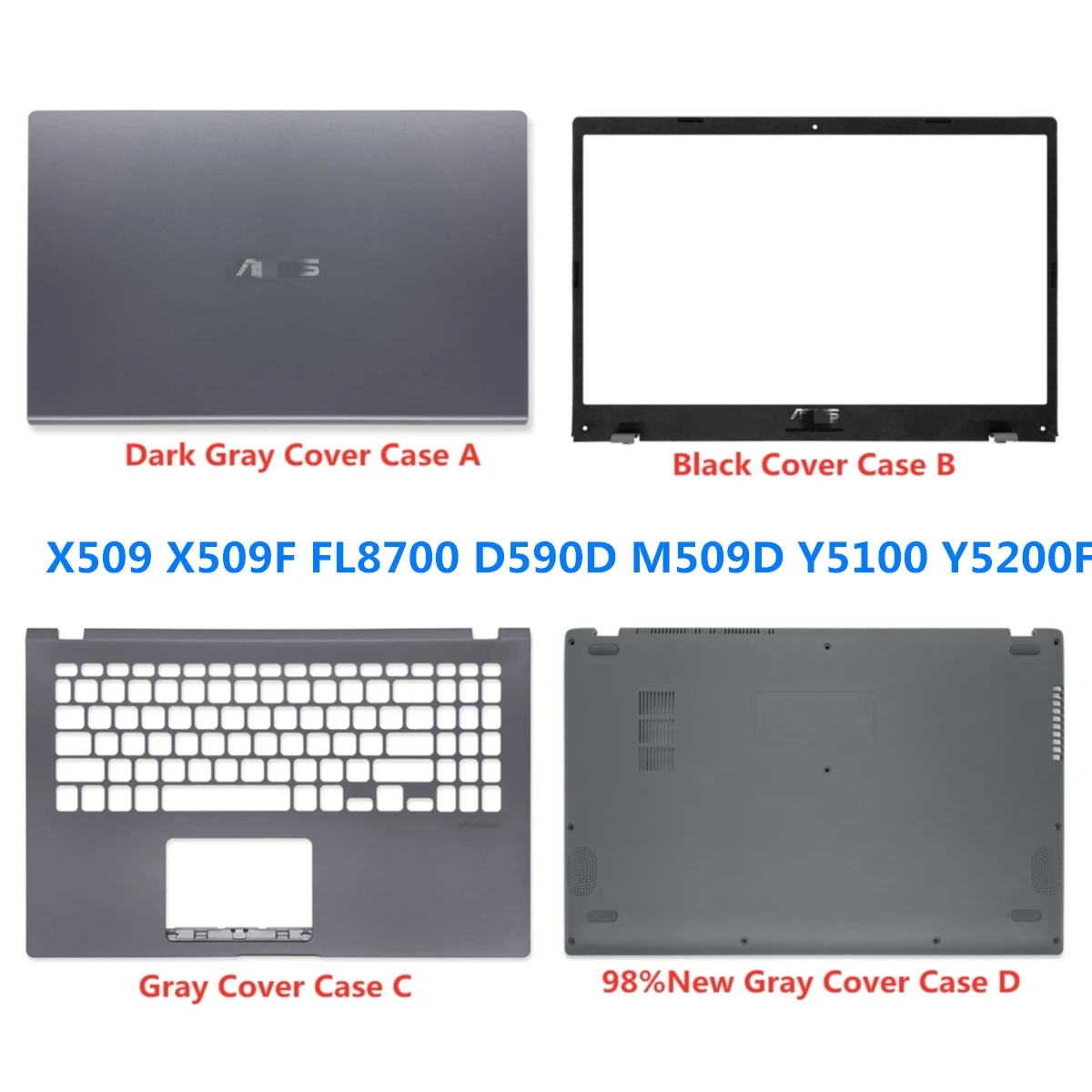 

Новый ноутбук для ASUS X509, X509F, FL8700, D590D, M509D, Y5100, Y5200F, задняя крышка ЖК-дисплея, зеркальная/Передняя панель/Упор для рук/нижняя часть/шарнир