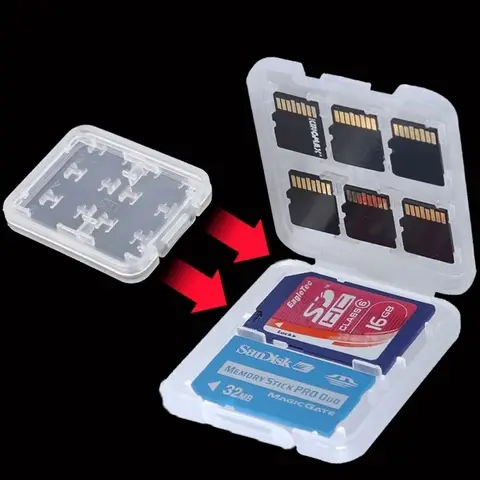 1-5pcs 8 in 1 Protector Holder Plastic Transparent mini For SD SDHC TF MS Memory Card Storage Case Bag Memory Card Protecter Box