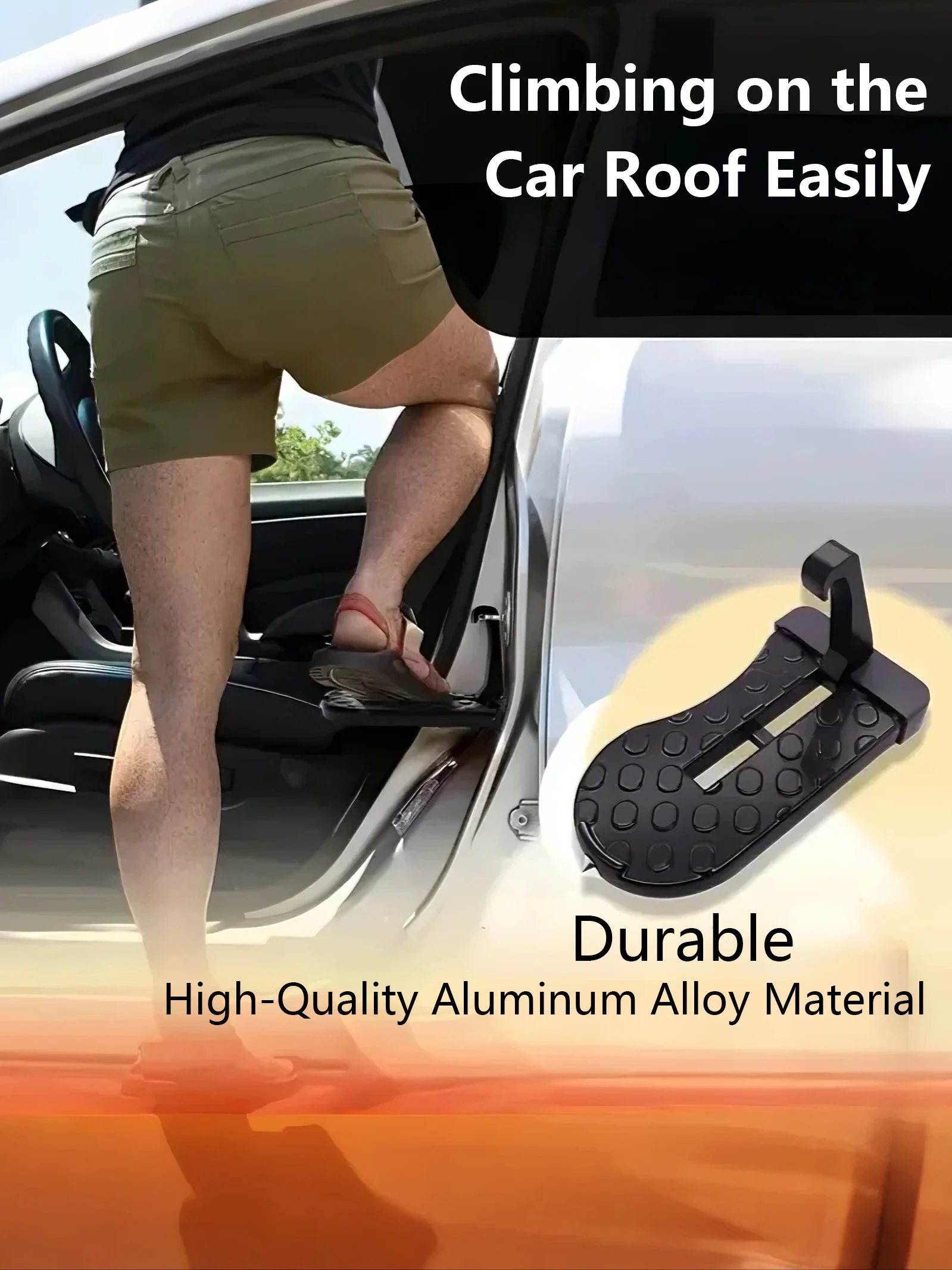 Składana aluminiowa stopka do drzwi samochodu (dostęp do dachu) – kompatybilna z sedanami, samochodami sportowymi, pojazdami terenowymi i innymi modelami.