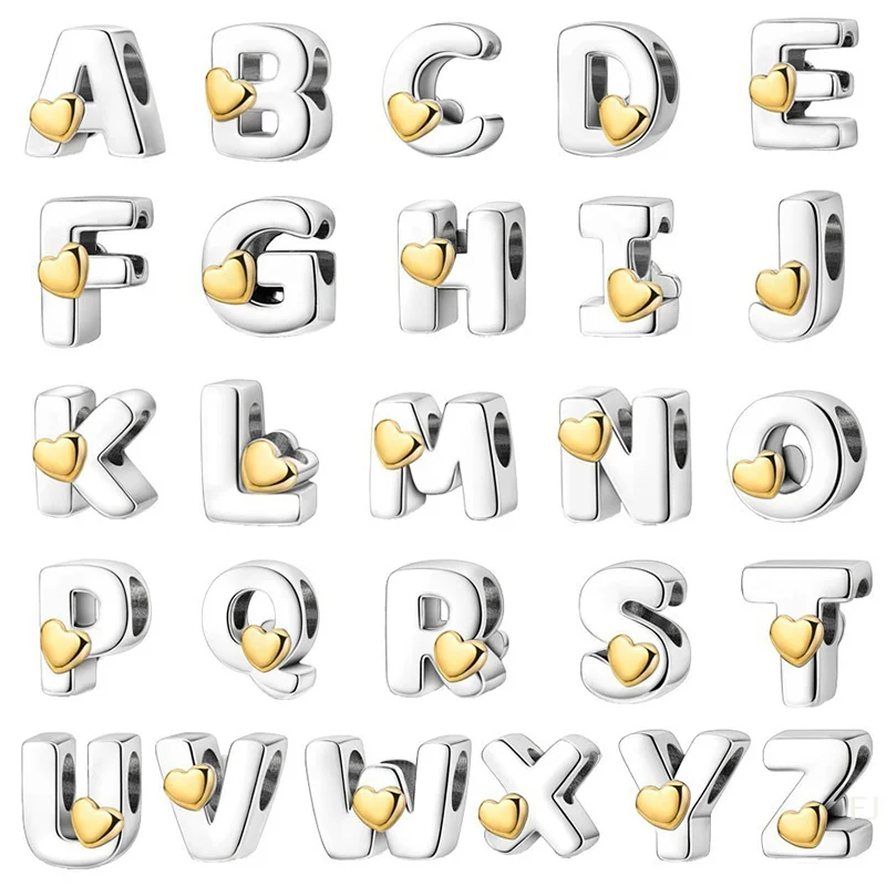 

[YU] 3 шт., серебряное индивидуальное ожерелье «сделай сам», 26 золотых букв, браслет, аксессуары из бисера, капли масла, бусины с любовным письмом