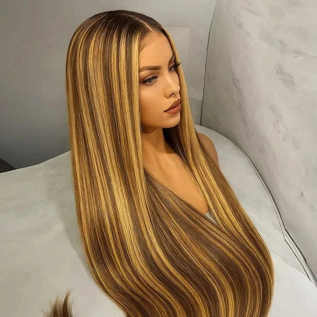 

P4/27 Highlight Bone Straight Hd 13X4 Lace Frontal Wigs Human Hair 30 Inch Ombre Honey Blonde Colored Front Wig For Women