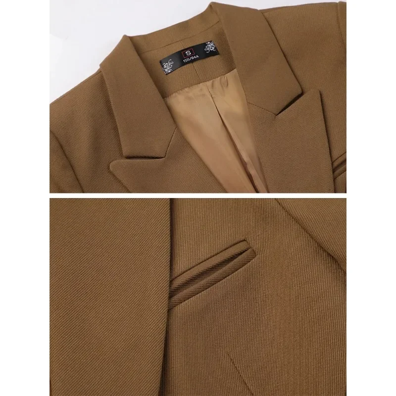 Blazer formale monopetto a maniche lunghe da donna caffè nero solido bottone decorazione abbigliamento da lavoro giacca da donna da donna