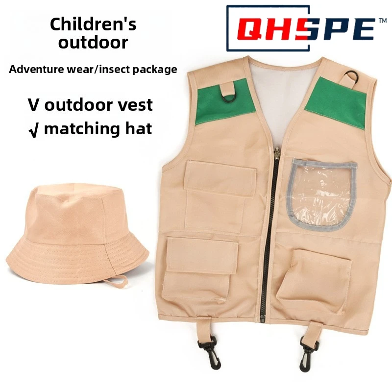 Kids Explorer Vest & Hat Set - Outdoor Adventure Costume for Role Play, Camping Theme Party Halloween Performance