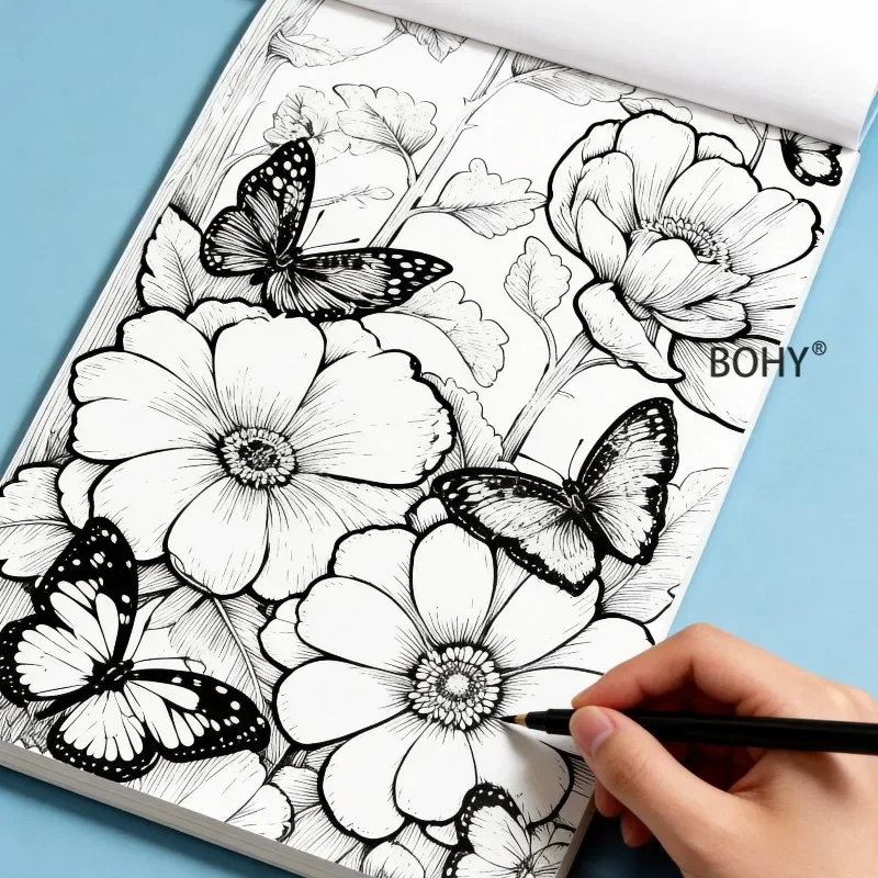 1 Adult Stress Relieving Immersive Coloring and Drawing Album, 24 Pages Cultivate Concentration, Holiday High-end Cultural Gifts