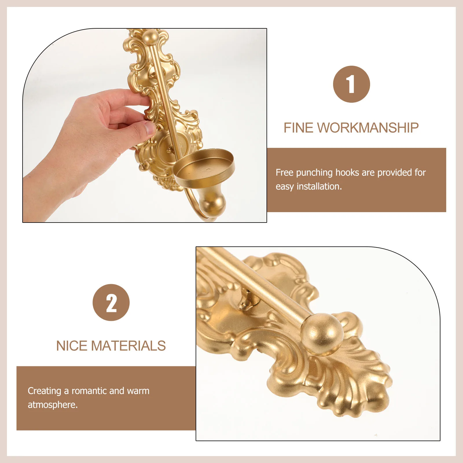 

Creative European Wall Holder Iron Metal Decorative Candlestick for Home Living Room Wedding Banquet Decoration Durable