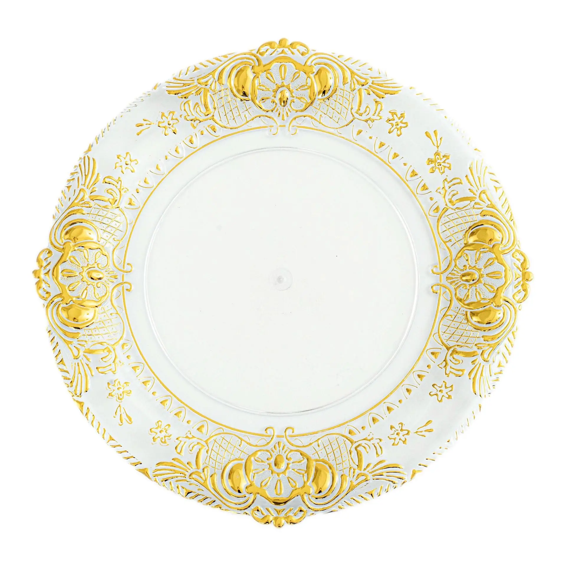 13Inches Crystal Charger Plate Plastic Decorative Service Plate Gold Silver Dinner Serving Wedding  Decor Table Place Settin image 2
