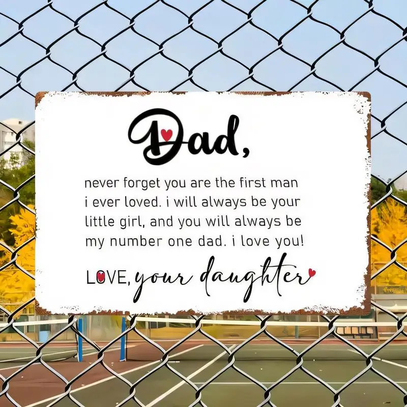 Vintage Iron Dad - Daughter Love Sign, Heart & Script Design, White/Black/Red - Retro Wall Art, Perfect for Father's Day/Home De