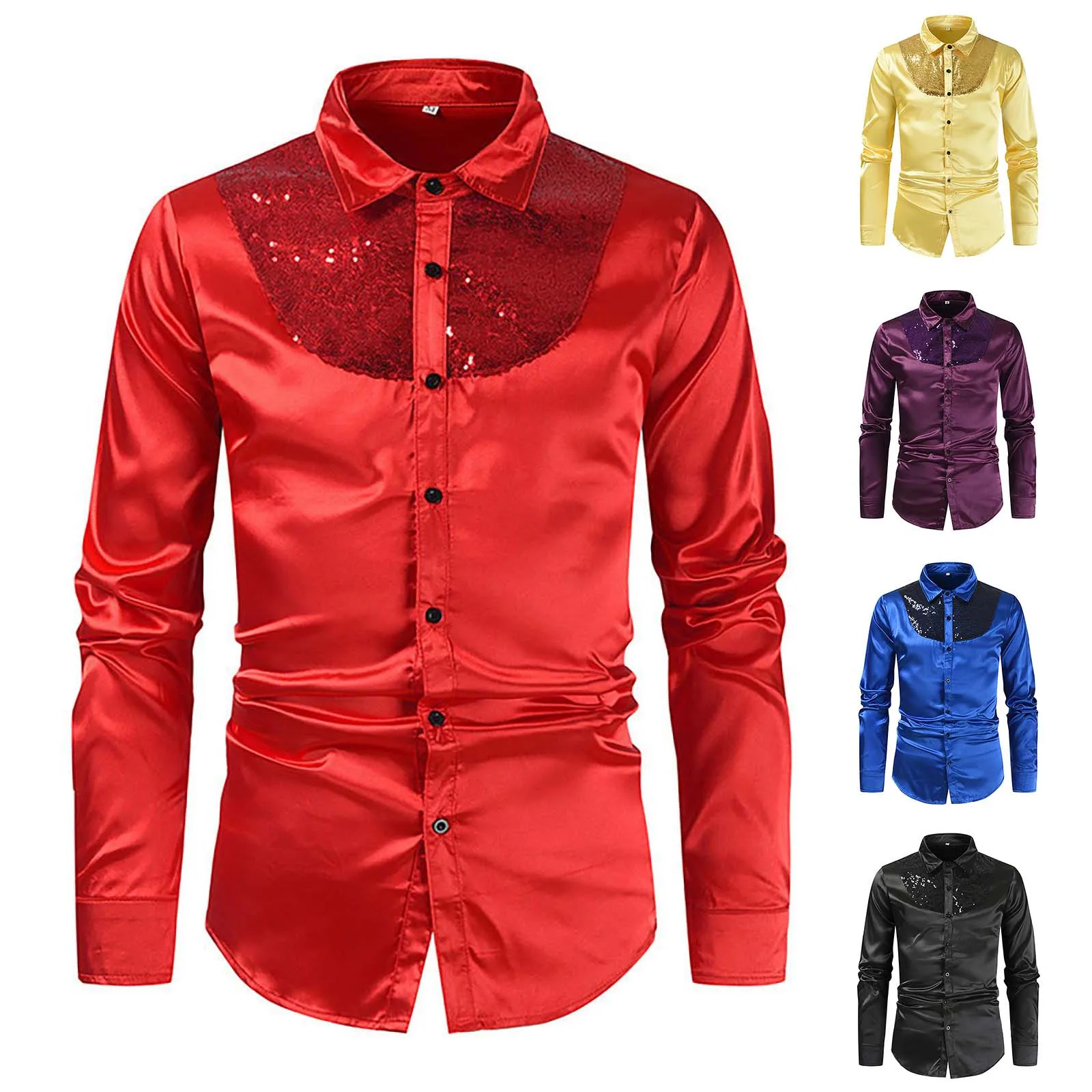 

Men's Shirt Glitter Sequins Men's Wear Fashion Sexy Casual Shirt Festival Banquet Stage Performance Wedding Host Prom Men's Top