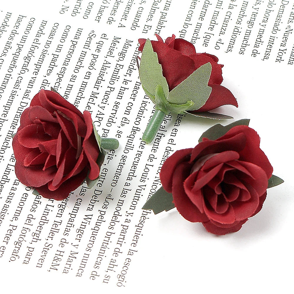 10/20/50Pcs Rose Artificial Flowers 3.5cm Fake Flowers for Home Decor Garden Wedding Decoration Wreath Garlands Gift Accessories