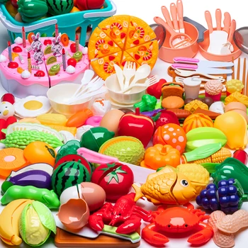 77pcs cutting play food set kids kitchen toys food cutting toys fruit and vegetable toddlers for boys girls Xmas gifts