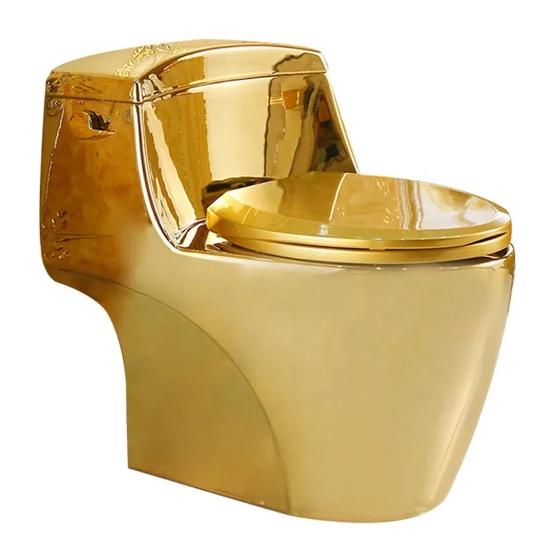 Floor Mounted Water Mark Bathroom Golden Color Toilet Gold One Piece Water Pressure Adjustment Ceramic