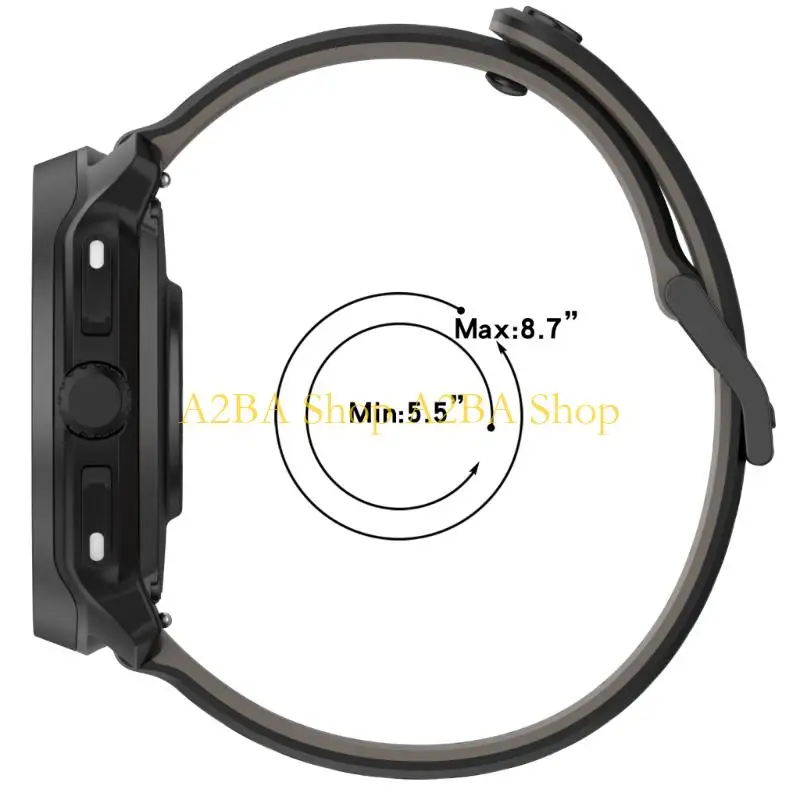

A2BA Sleek 22mm Silicone Replacement Band Adjustable Length Sport Ready Soft Waterproof Sports Straps Suitable for Race2