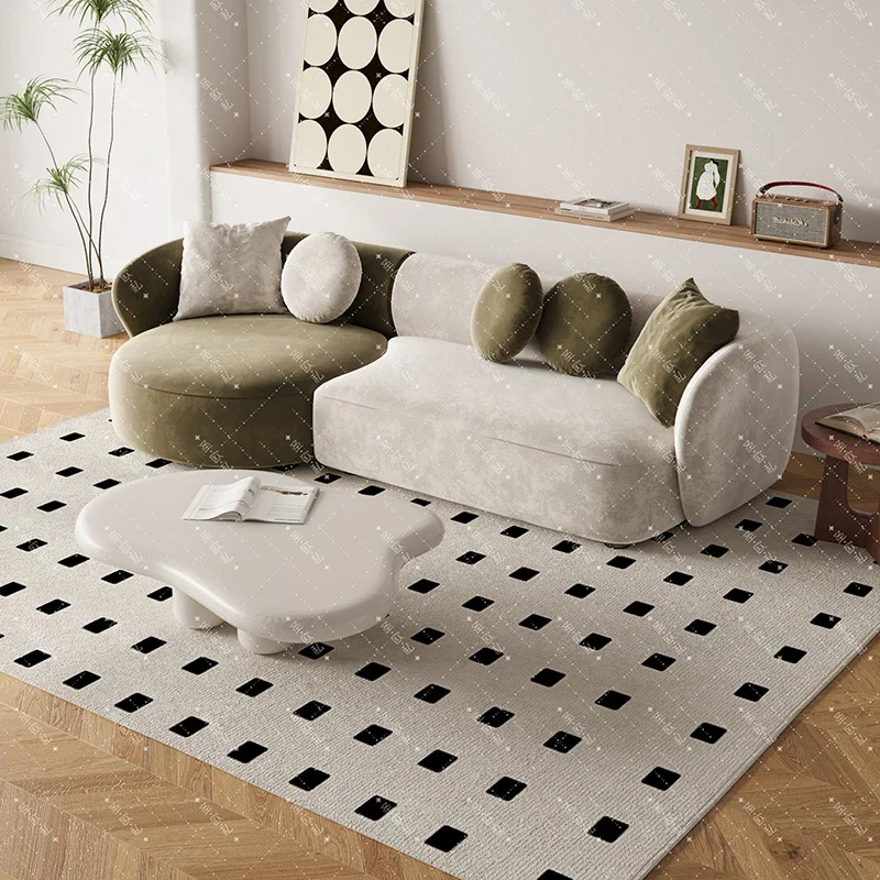 Fabric Fleece Living Room Sofas Modern Minimalist Curved Living Room Sofas Combination Canape Salon Livingroom Furniture Sets