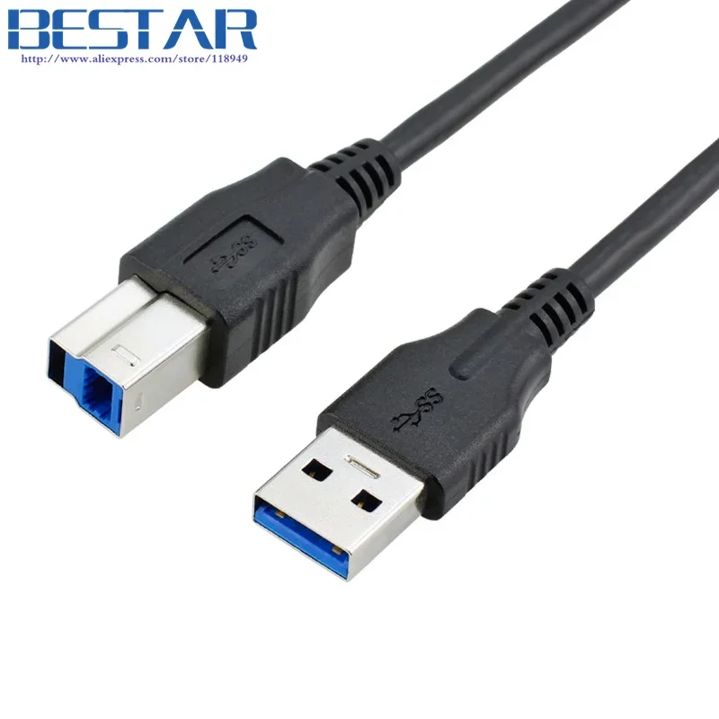 Zwart Hoge Snelheid OD4.0 5Gbps Standaard USB3.0 USB 3.0 B Type Mannelijke AM Naar BM Printer Kabel Dunne Koord Connector draad 60cm 0.6M 2ft