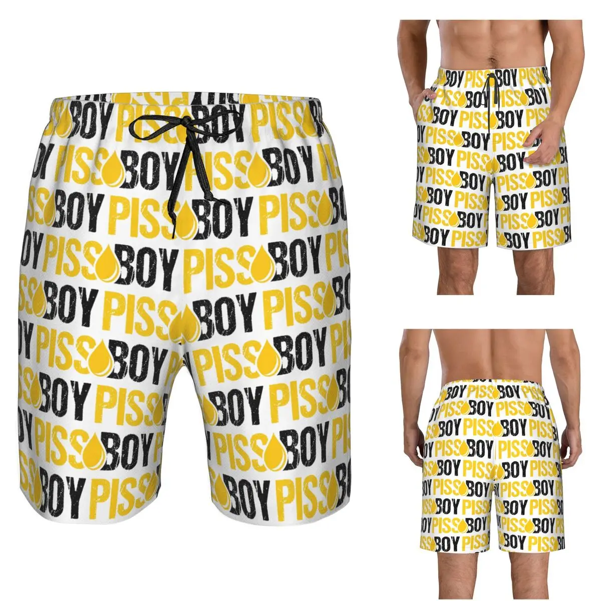 Piss Boy Trunks Beach Board Shorts Casual Quick Dry Swimming Summer Men Pants