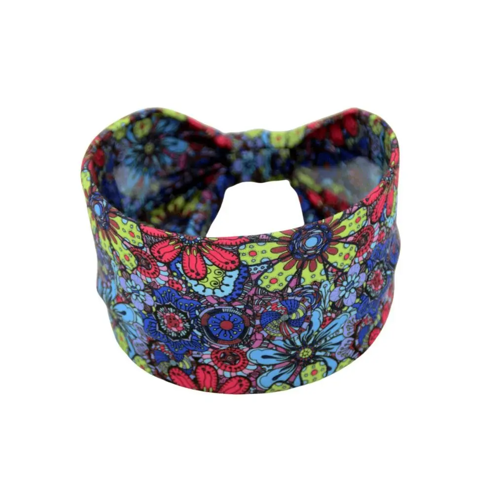 European and American Headband New Wide Floral Sports Hairband Boho Cotton Stretch Hair Accessory Outdoor Sports