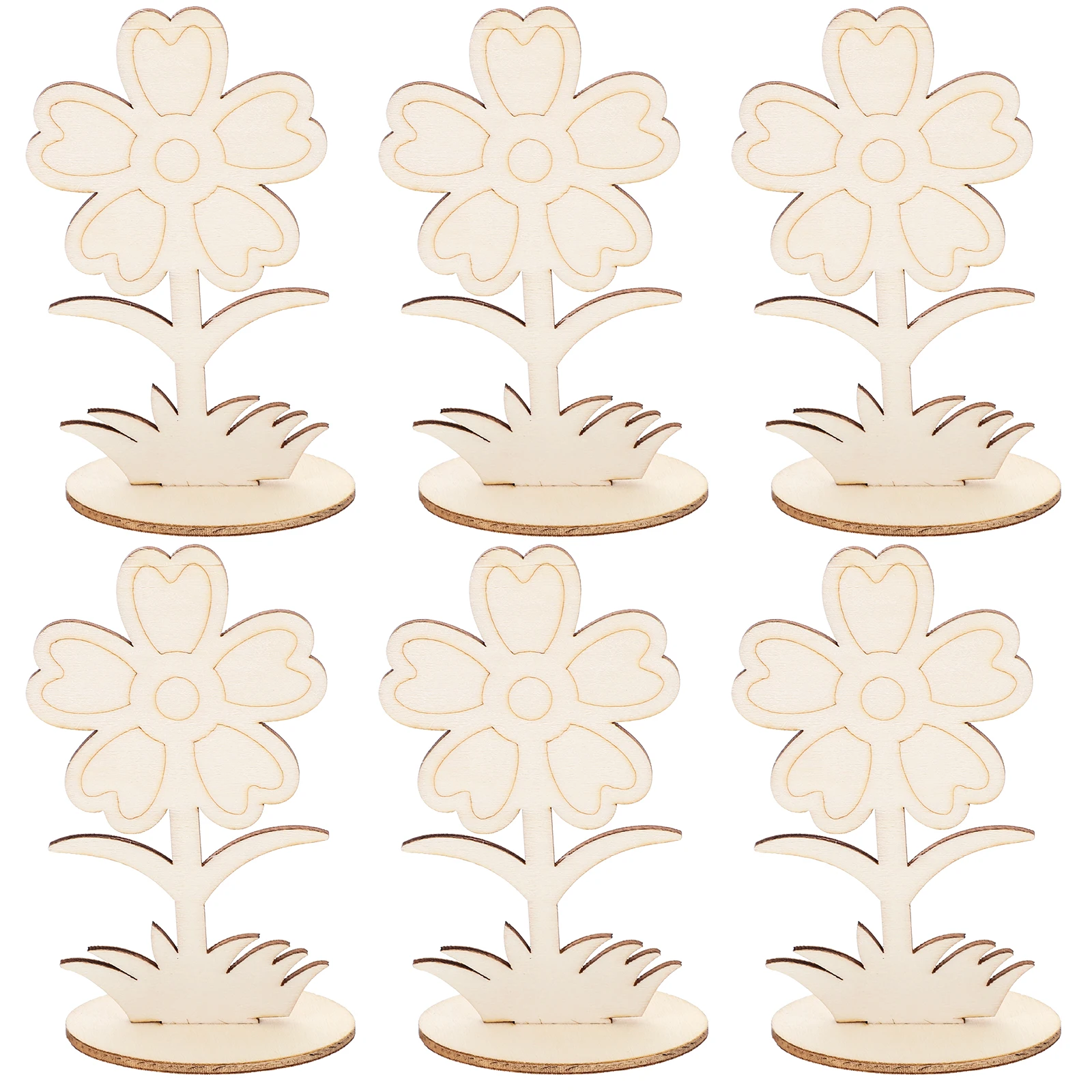 ดอกไม้ไม้เปล่า 12 ชิ้น สำหรับงานฝีมือ รูปทรงดอกไม้เรียบ ไม่ทาสี สำหรับงาน DIY วาดภาพ ระบายสี ของตกแต่งบ้านและสำนักงาน