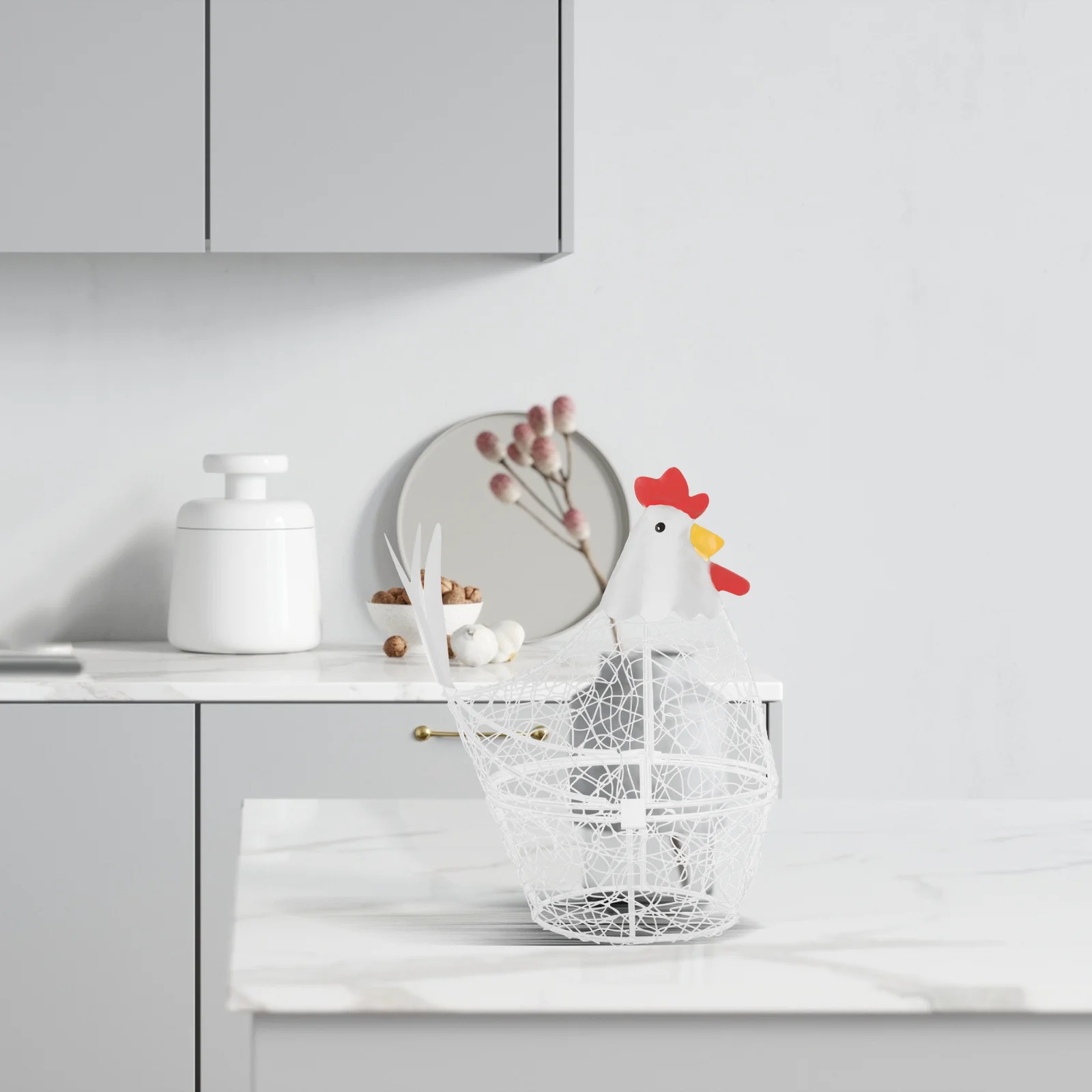 

Chicken Egg Basket Metal Wire Hen Shape Kitchen Organizer Multi-Functional Storage Holder for Eggs Fruits Vegetables Home Decor