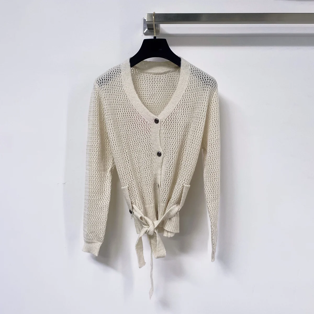 2026 high-quality women's Korean style soft style hollow knitted sweater--26818159